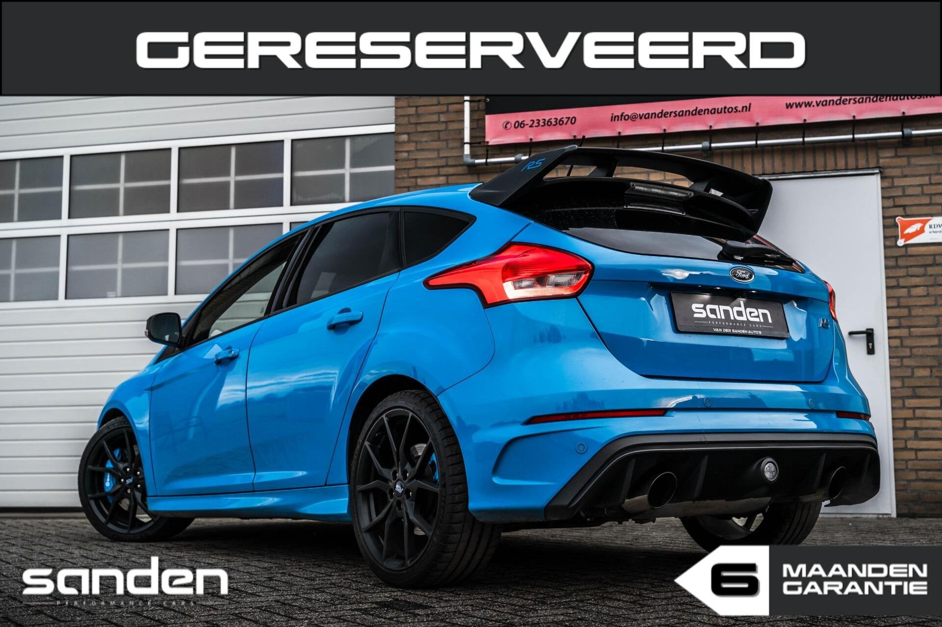 Ford Focus 2.3 RS LSD Blue & Black|Sony|Cam|CarPlay|Recaro, Auto's, Ford, Bi-Xenon koplampen, 4 cilinders, Blauw, 2300 cc