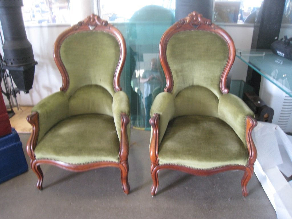 Set van twee antieke Victoriaanse fauteuils