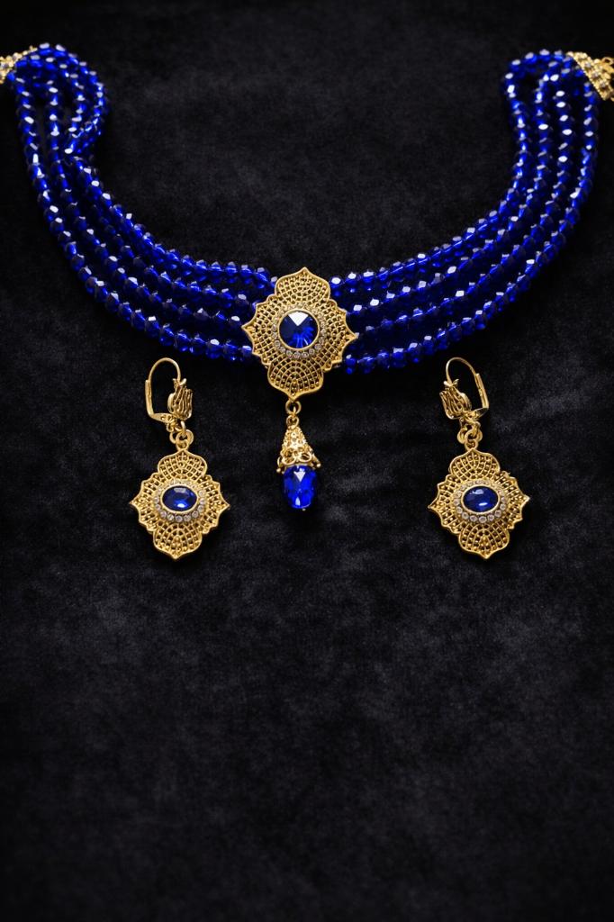Blauwe ketting set – Marokkaanse stijl, Sieraden, Tassen en Uiterlijk, Verzenden, Nieuw, Blauw, Overige materialen