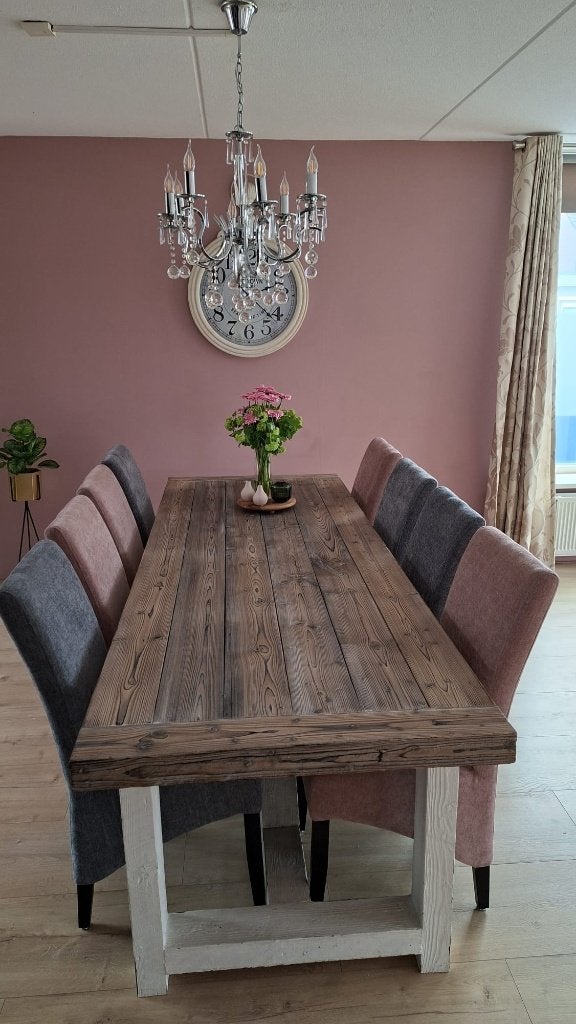 Eetset. tafel met 8 stoelen., Ophalen, Zo goed als nieuw, 6 tot 8 stoelen