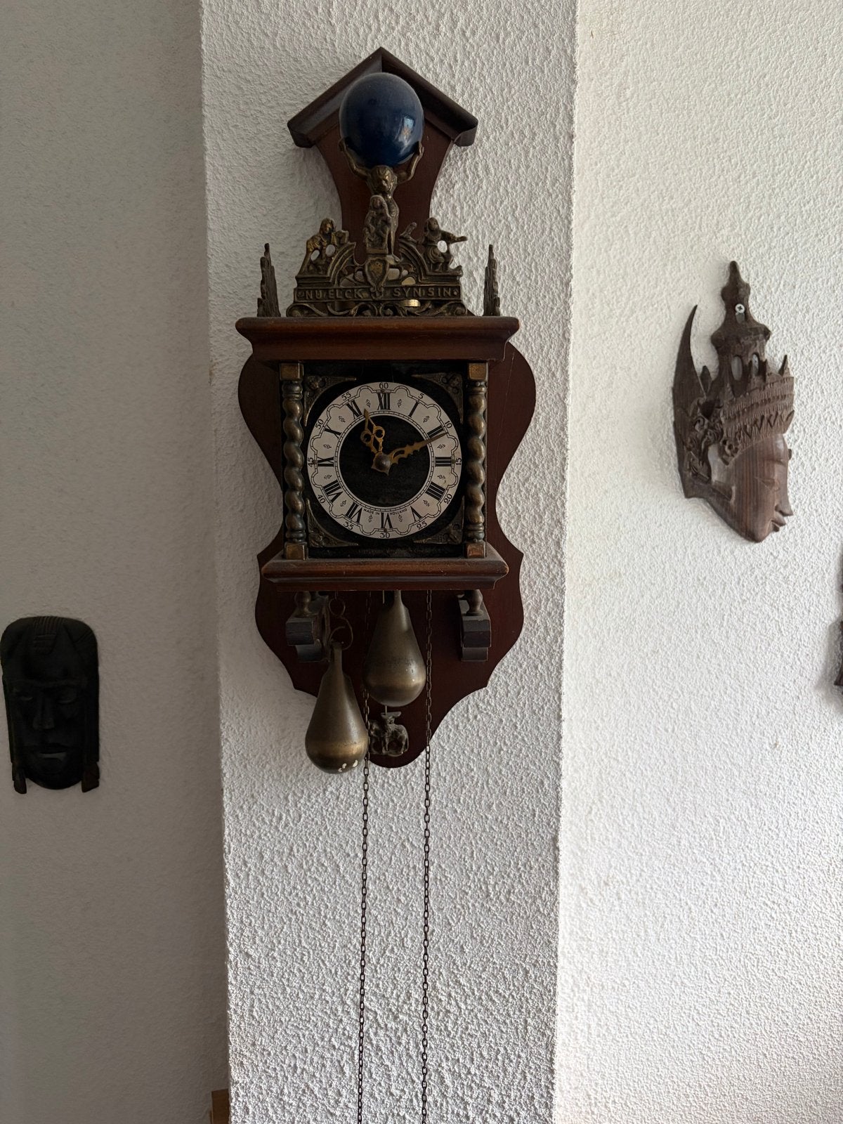 Antieke Wandklok met Gewichten, Ophalen of Verzenden
