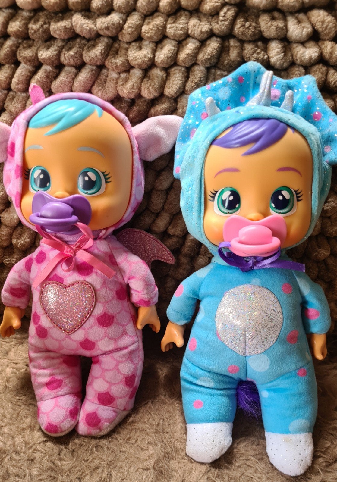 Cry Babies Magic Tears Poppen - Roze Draak & Blauwe Dino, Kinderen en Baby's, Speelgoed | Poppen, Ophalen of Verzenden, Zo goed als nieuw