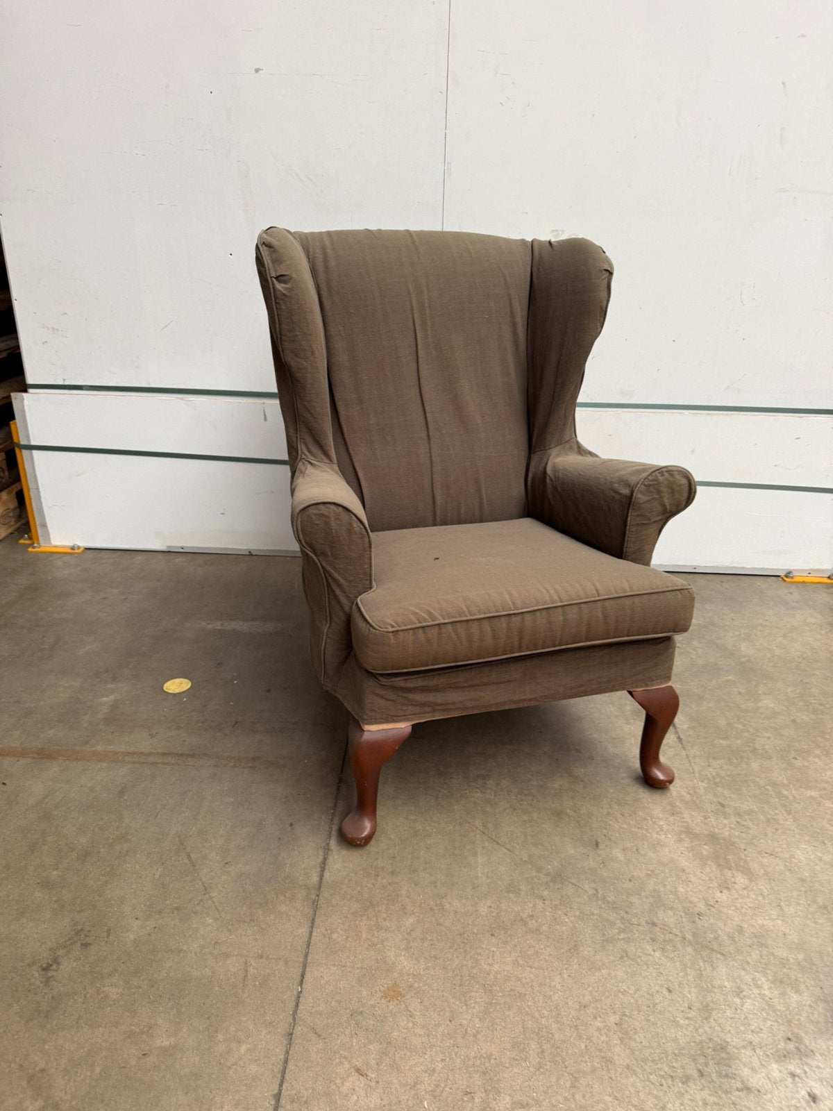 Klassieke oorfauteuil / wingback fauteuil – bruin, Huis en Inrichting, Ophalen, Gebruikt, 75 tot 100 cm, Stof