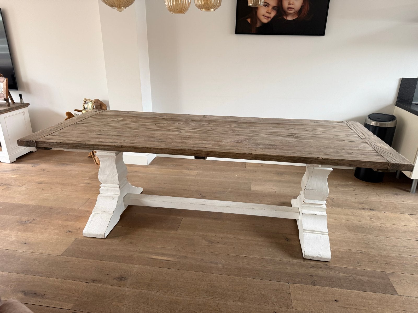 Houten eettafel Amanda - Robuust en Stijlvol, Gebruikt, 200 cm of meer, Vijf personen of meer, Rechthoekig