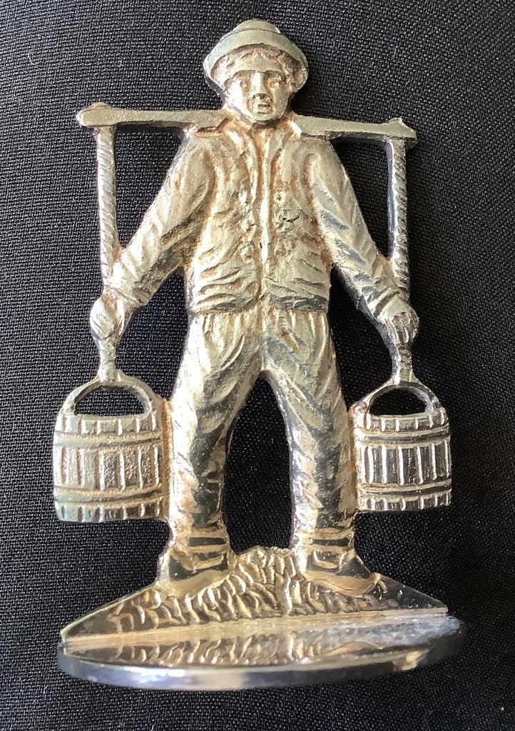 Sigarettendover boer juk verzilverd Schoonhoven miniatuur, Ophalen of Verzenden, Zilver