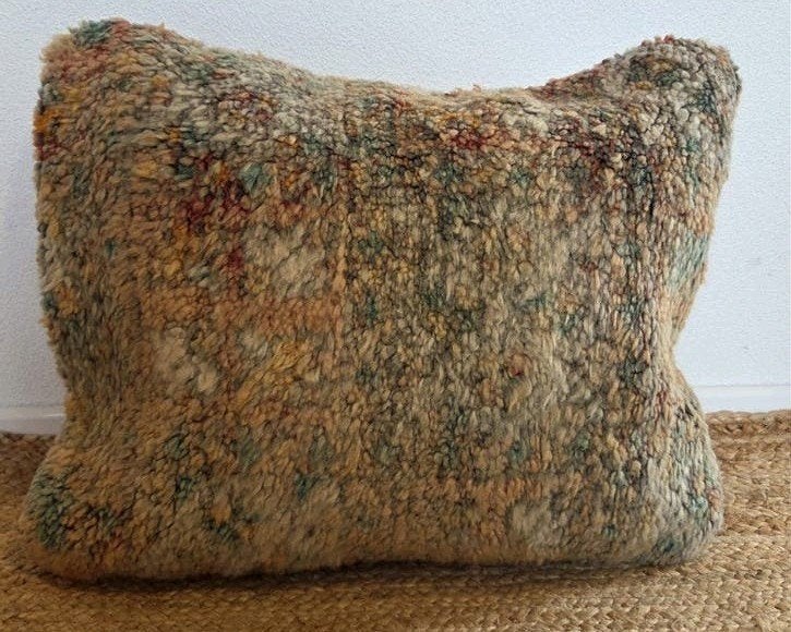 Vintage Marokkaans Berber Kussen - Handgemaakt, Meerkleurig, Huis en Inrichting, Overige merken, Zo goed als nieuw, Sierkussen