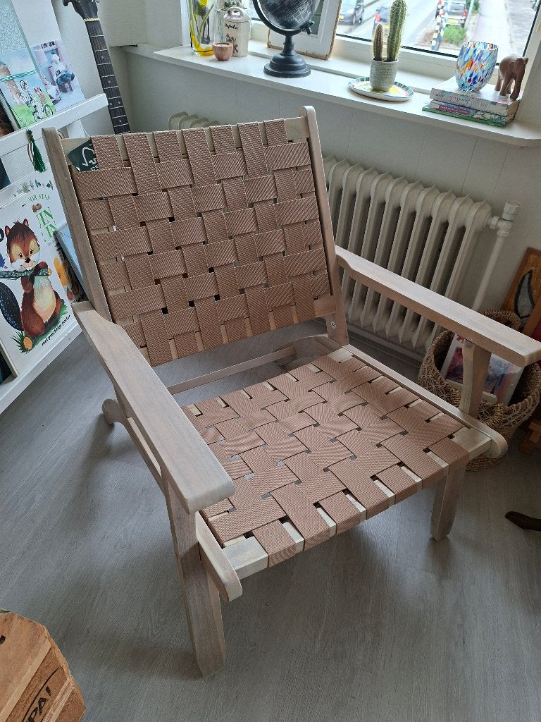Nieuwe SKARA lounge stoel van JYSK, Huis en Inrichting, Ophalen, Bruin, Nieuw, Stof