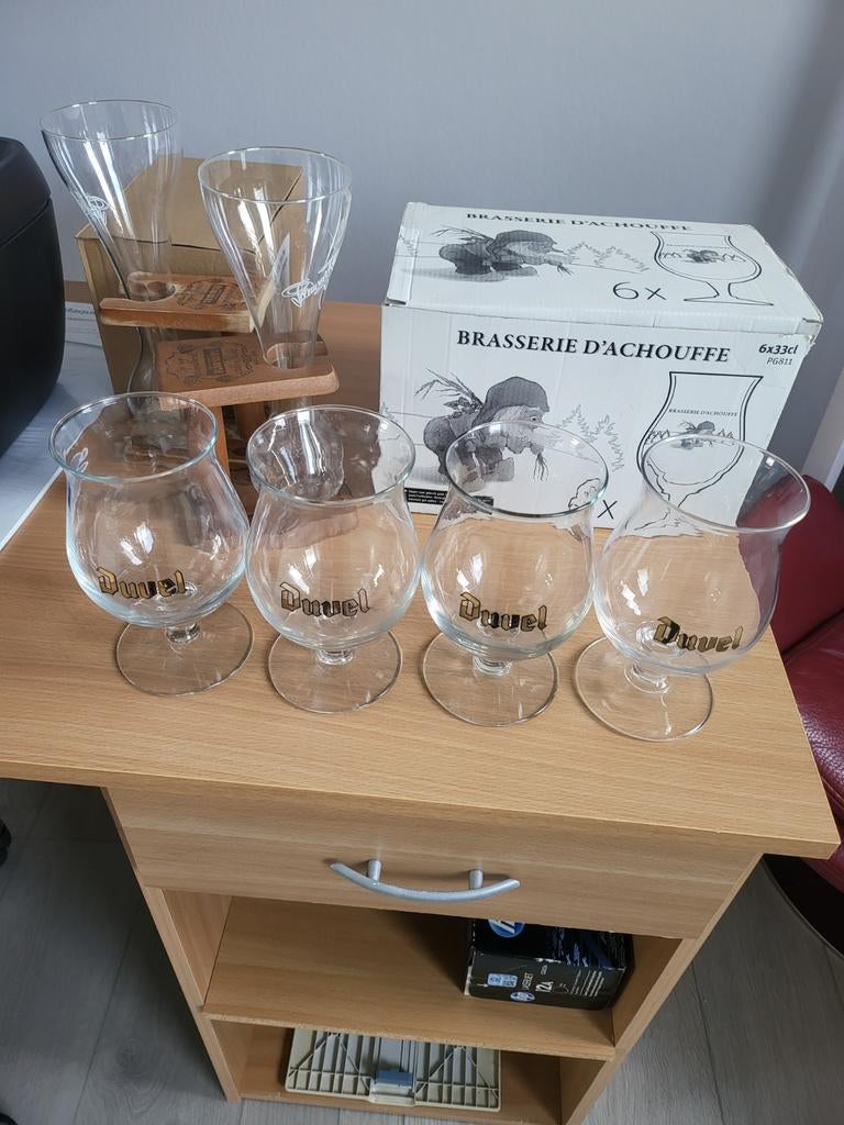 Duvel glazen met gouden opdruk, Verzamelen, Ophalen of Verzenden, Zo goed als nieuw, Bierglas
