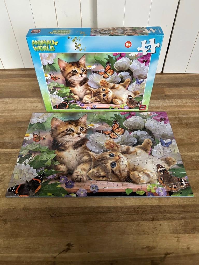 Animal World Kittens 99 stukjes puzzel, King, Ophalen of Verzenden, Meer dan 50 stukjes, Gebruikt, 4 tot 6 jaar