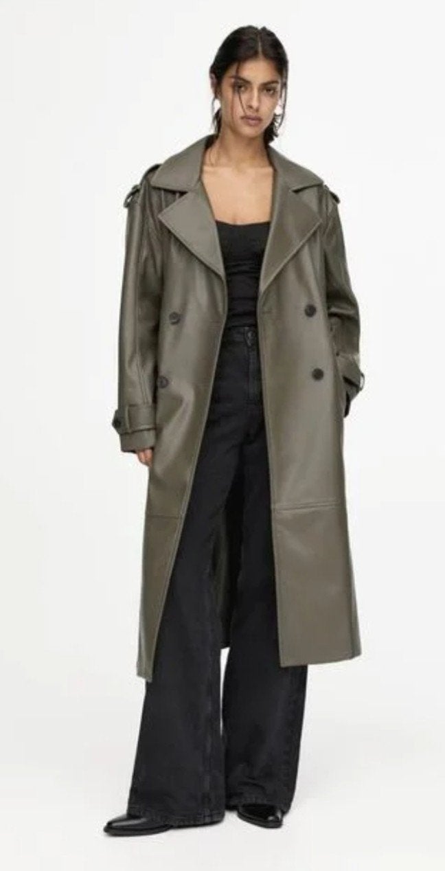 Pull&Bear Trenchcoat Groen - Maat L (valt groot), Maat 42/44 (L), Ophalen of Verzenden, Zo goed als nieuw, Pull & Bear