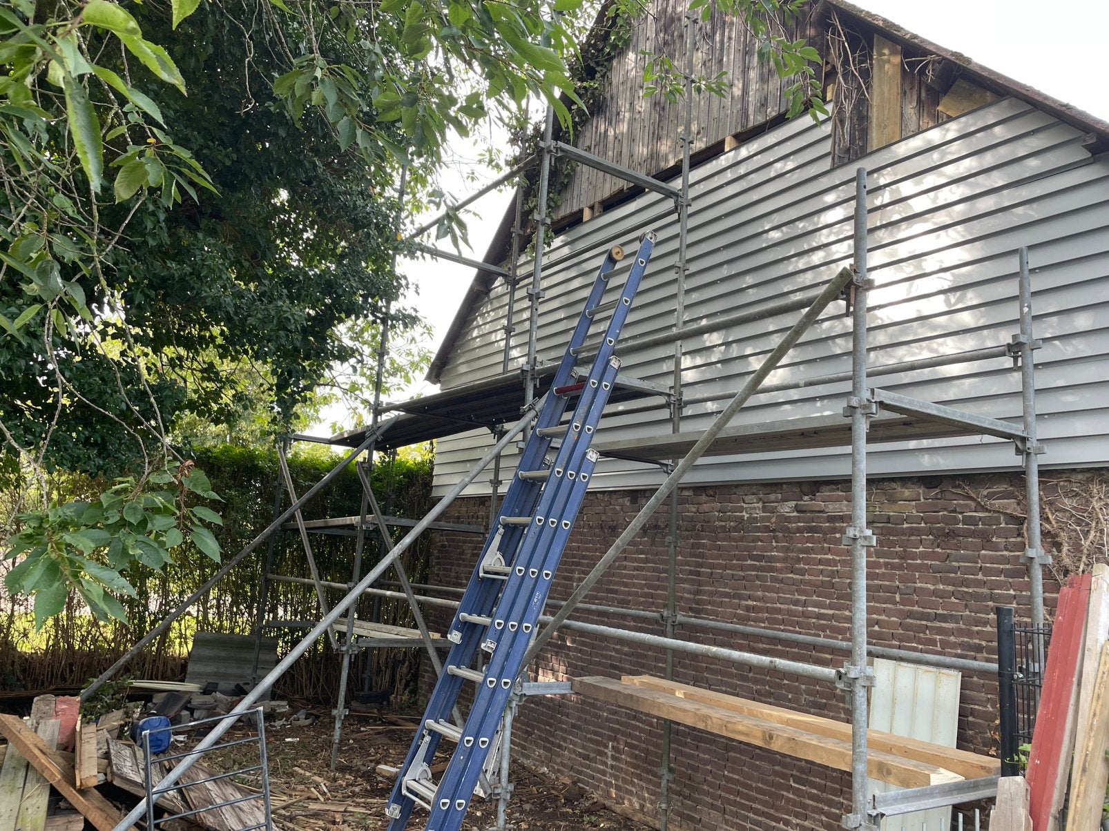 Stevige bouwsteiger, Doe-het-zelf en Verbouw, Ophalen, Gebruikt, Gevelsteiger, 5 meter of hoger