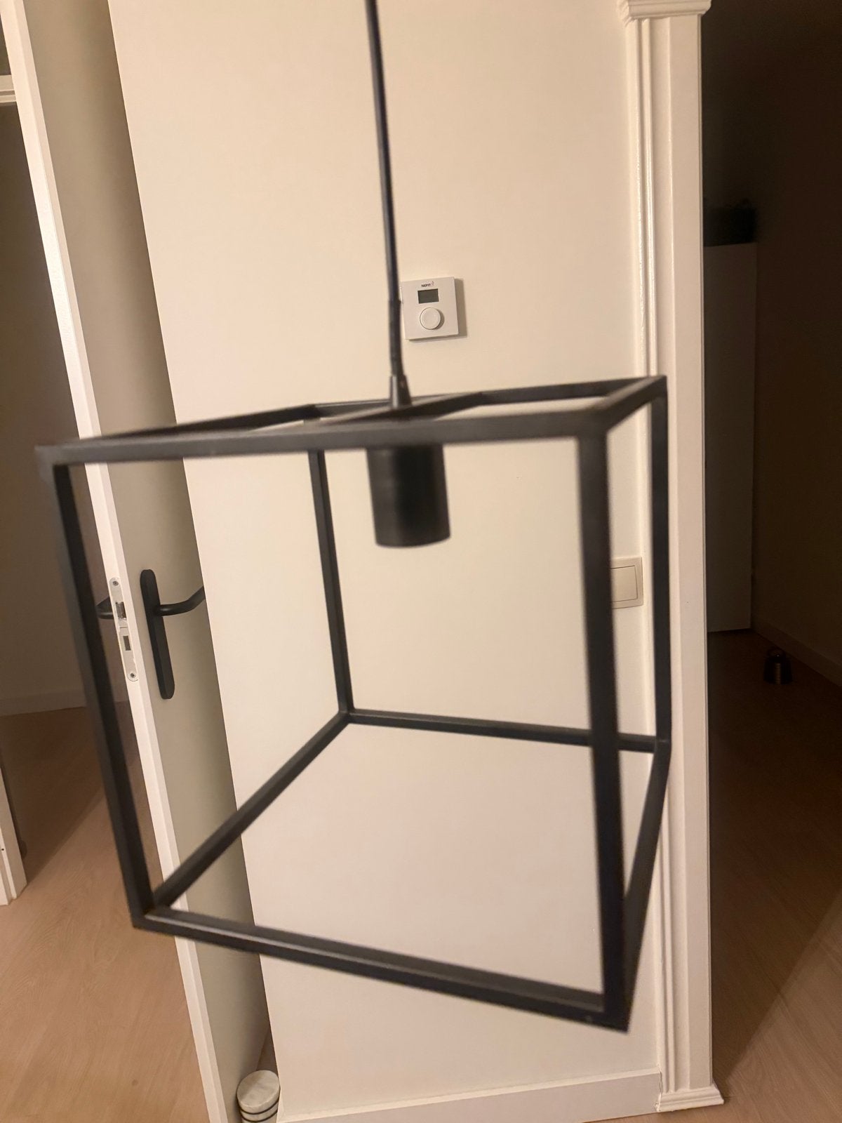 Moderne Zwarte Kubus Hanglamp - Industrieel Design, Ophalen, Zo goed als nieuw, Metaal, E27 (groot)