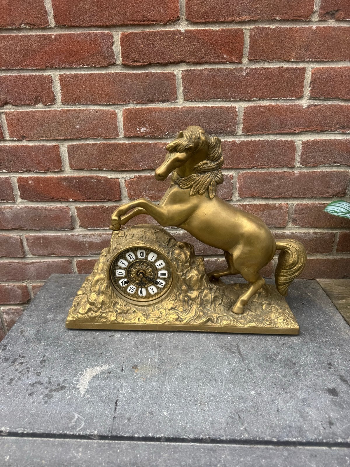 Antieke bronzen klok met paard - Loopt niet, Ophalen