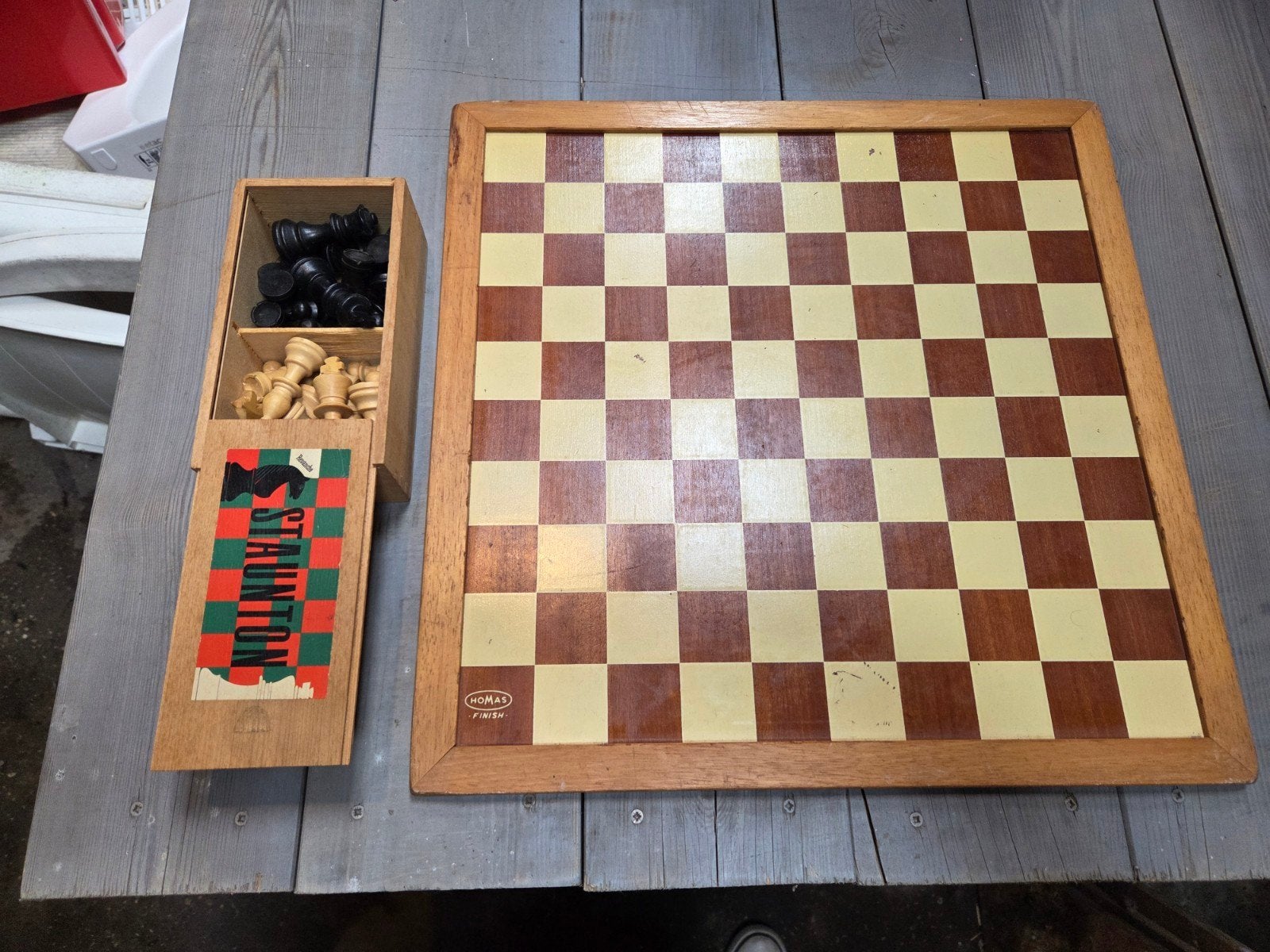 Schaakset, schaakbord + dambord, Ophalen of Verzenden, Gebruikt