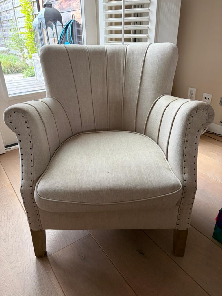 Riviera Maison fauteuil, Huis en Inrichting, Ophalen, Gebruikt, Minder dan 75 cm, Landelijk
