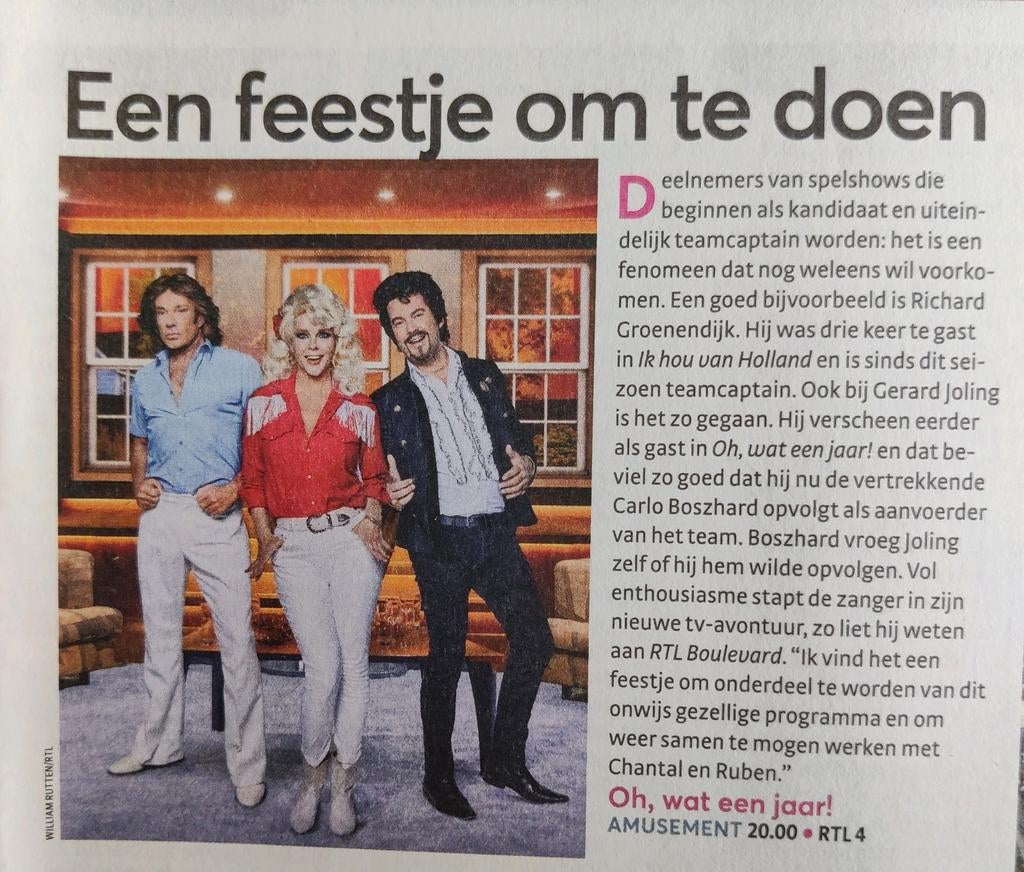 Oh wat een jaar met Gerard Joling Chantal en Ruben uit 2023, Verzamelen, Ophalen of Verzenden, 1980 tot heden, Nederland, Knipsel(s)