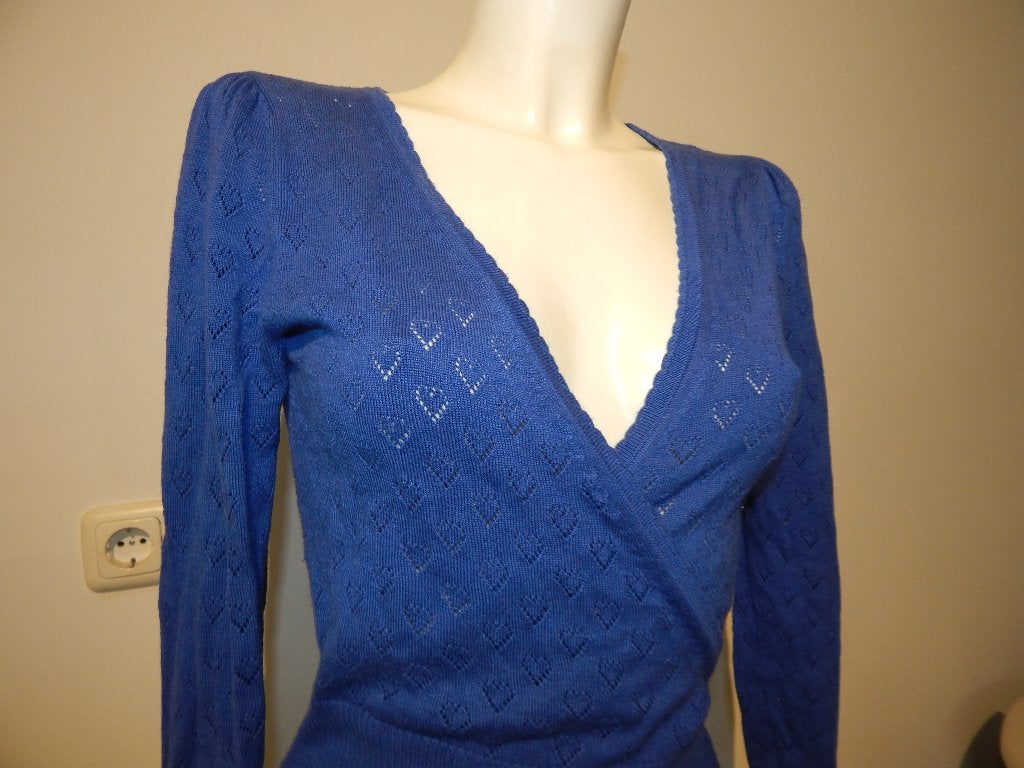 King Louie kobalt blauw hartjes vestje wikkel model mt S, King Louie, Maat 36 (S), Gedragen, Verzenden