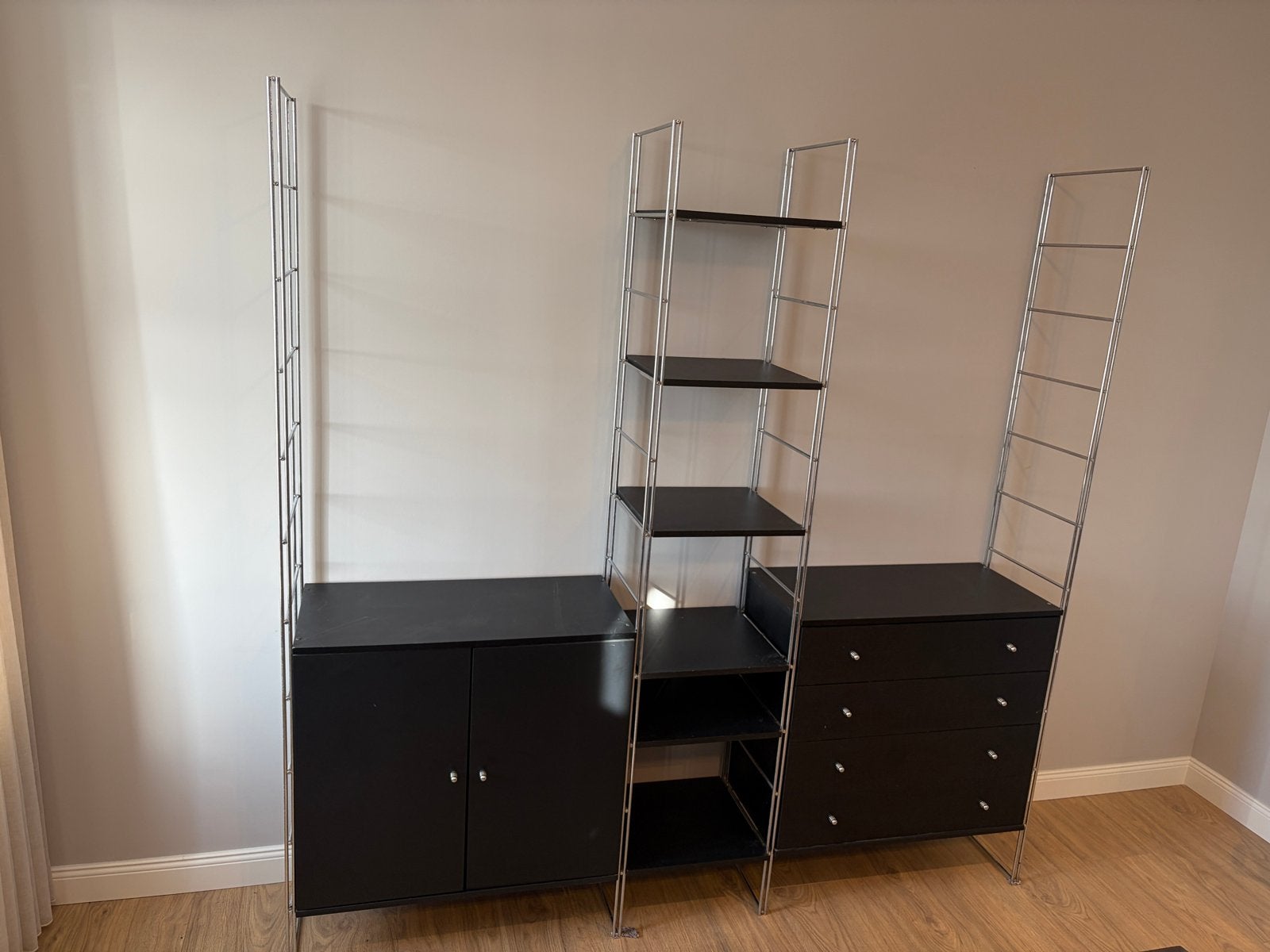Deens Design Denka Modulaire Kast - Chroom & Zwart, Ophalen, 7671cm, Gebruikt, Ikea