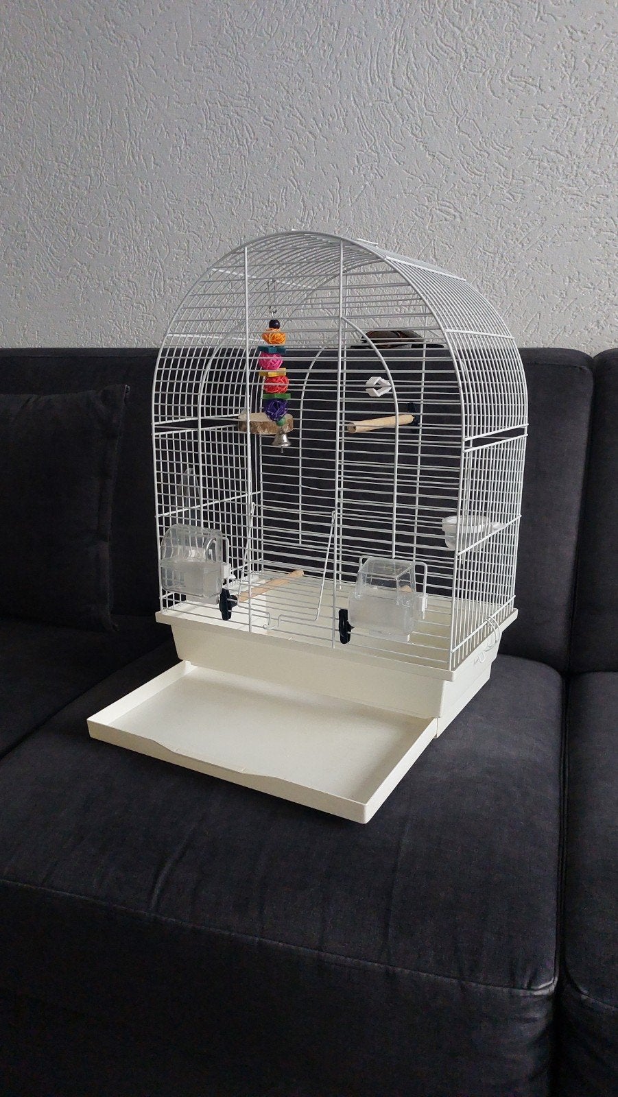te koop mooie witte vogelkooi, Dieren en Toebehoren, Vogels | Hokken en Kooien, Ophalen, Zo goed als nieuw, Metaal, Vogelkooi