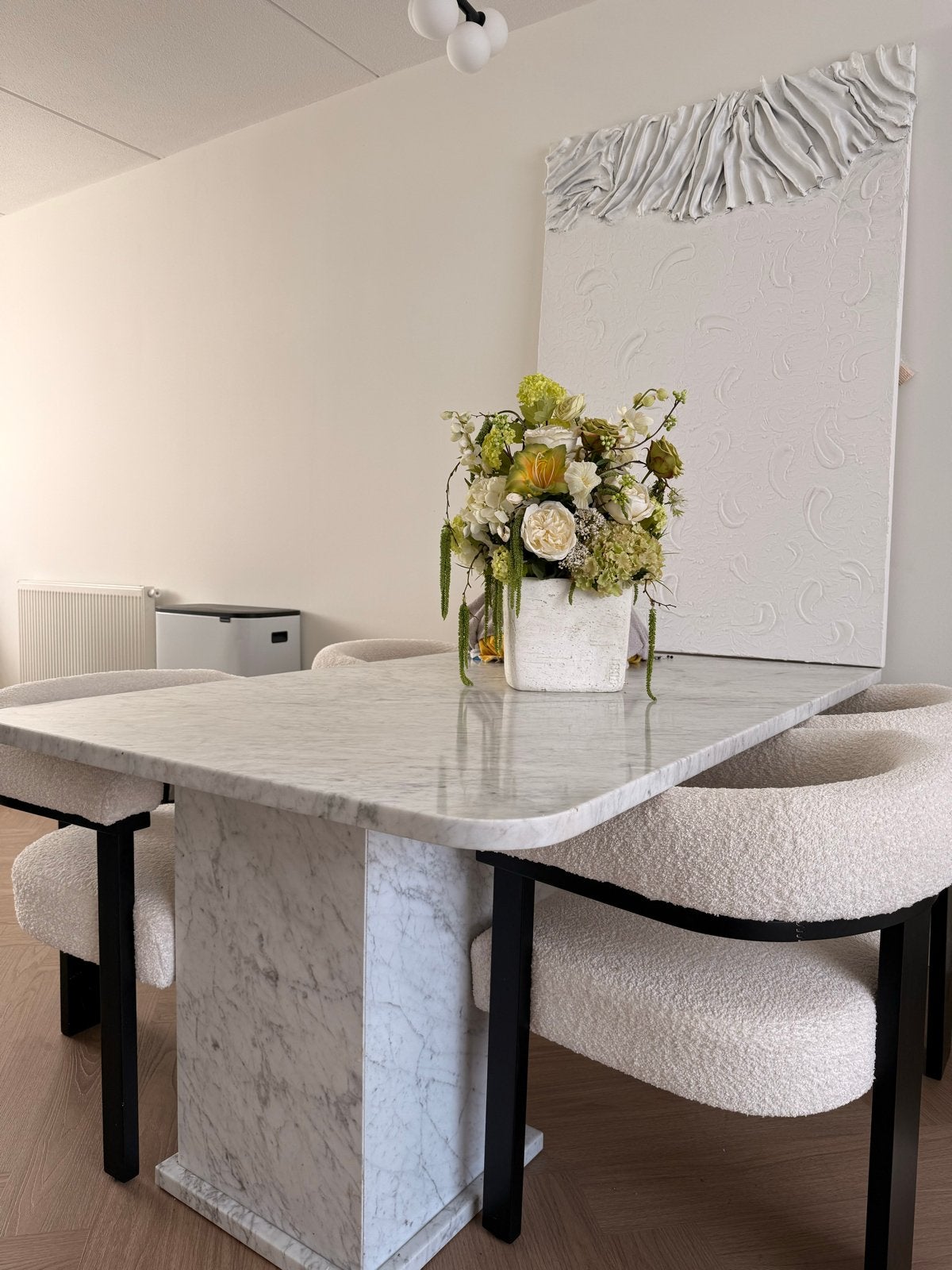Luxe Massief Marmeren Eettafel - Recent Gepolijst, Ophalen, Overige materialen, 100 tot 150 cm, Zo goed als nieuw