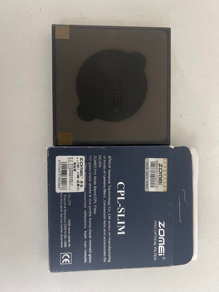 ZOMEI CPL-SLIM 62mm Polarisatiefilter voor Camera, Overige merken, Polarisatiefilter, 60 tot 70 mm, Nieuw