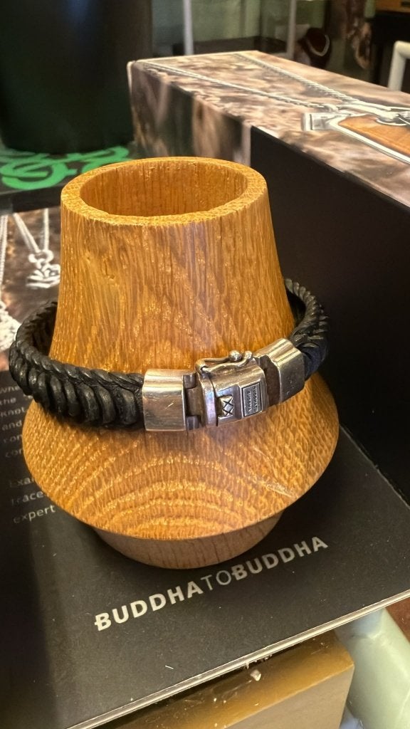 BUDDHA TO BUDDHA ARMBAND TYPE 122BL F LARS LEATHER € 99,95, Ophalen of Verzenden, Zo goed als nieuw, Zilver, Zilver