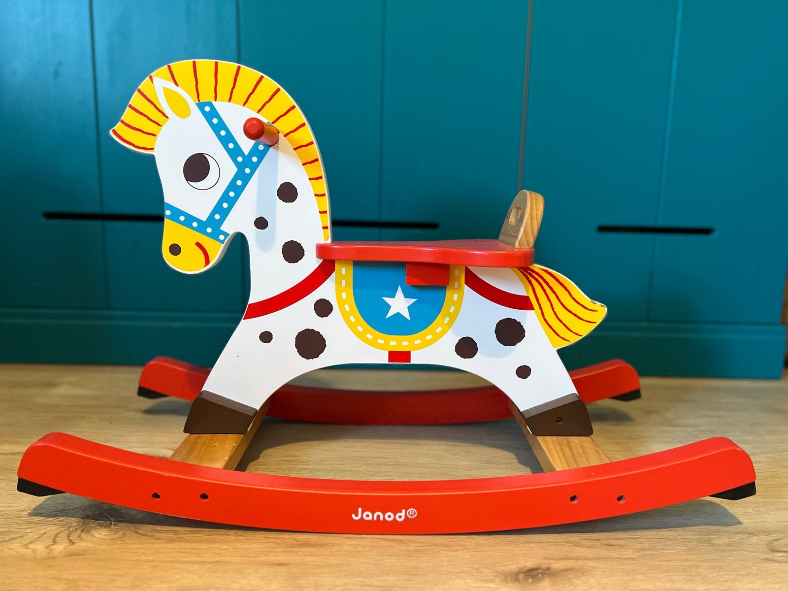 Janod Houten Schommelpaard - Gebruikt, Kinderen en Baby's, Ophalen, Gebruikt, Rij- of Hobbelspeelgoed