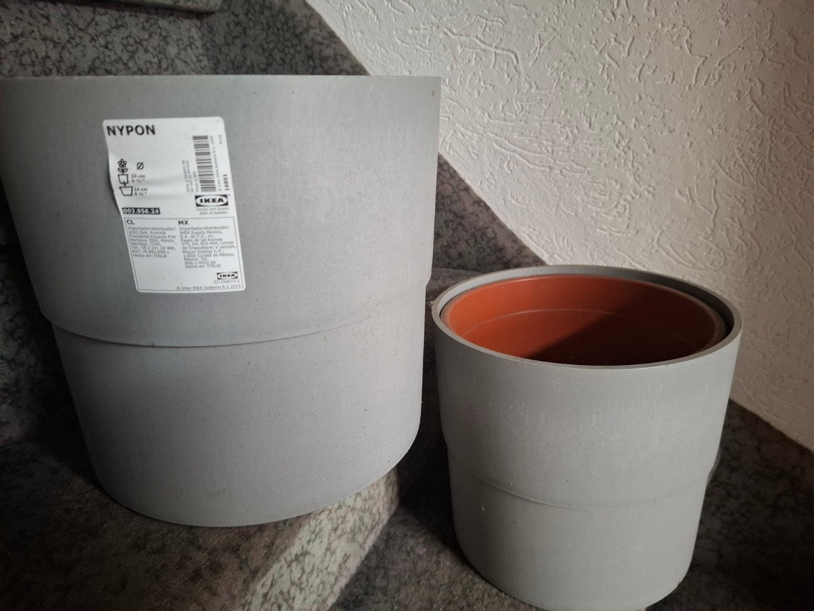 IKEA NYPON Bloempot - Grijs (2 stuks), Tuin en Terras, Kunststof, Rond, Ophalen of Verzenden, Balkon