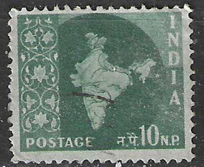 India 1958/1957 - Yvert 100 - Kaart van India - 10 np. (ST), Verzenden, Gestempeld, Zuid-Azië
