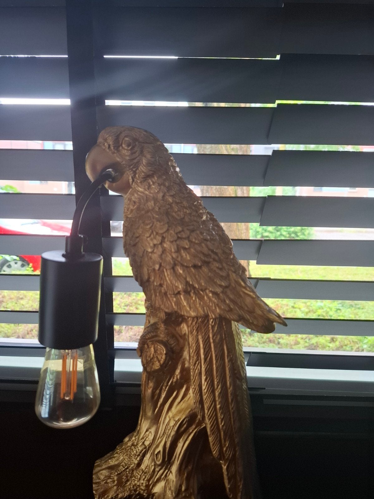 Gouden Papegaai Tafellamp met Edison Lamp, Ophalen of Verzenden, Zo goed als nieuw, Exotisch, Modern, Art Deco