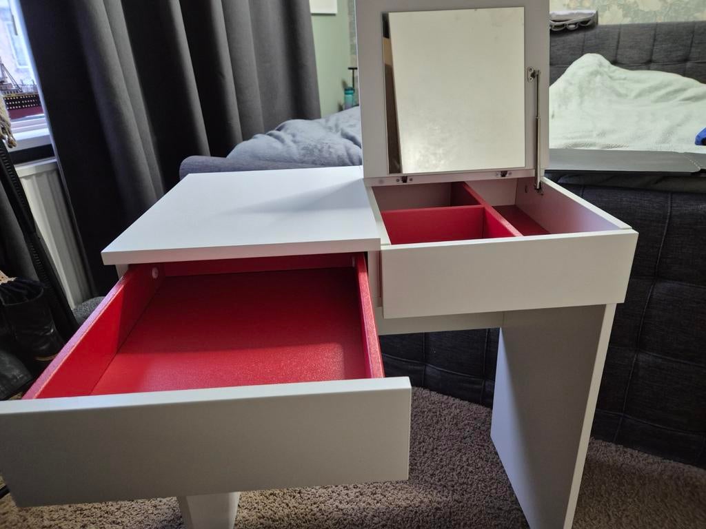 Witte IKEA kaptafel met spiegel (40x70cm), Ophalen, Modern, Scandinavisch, 50 tot 100 cm, Zo goed als nieuw