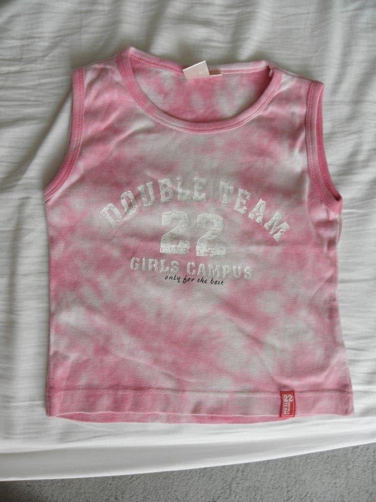 Goedkoop kort mouwloos roze wit shirt MARCA GIRLS 128 goed, Kinderen en Baby's, Kinderkleding | Maat 128, Gebruikt, Marca, Meisje