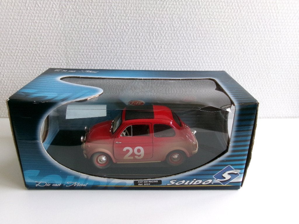 Fiat 500 Racing rood 1:18 Solido 9024 (ZIE TEKST), Ophalen of Verzenden, Zo goed als nieuw, Auto, Solido