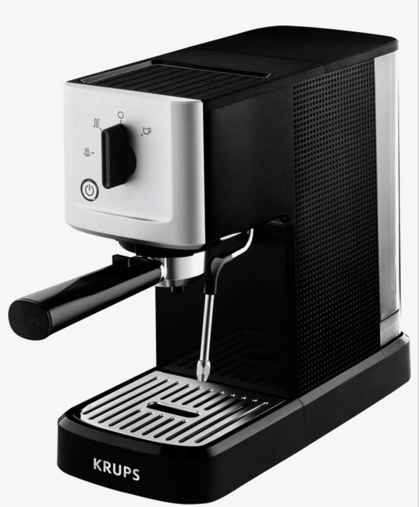 Krups Espressomachine Calvi XP3440 - Zwart/RVS, Afneembaar waterreservoir, Espresso apparaat, Gemalen koffie, Ophalen of Verzenden