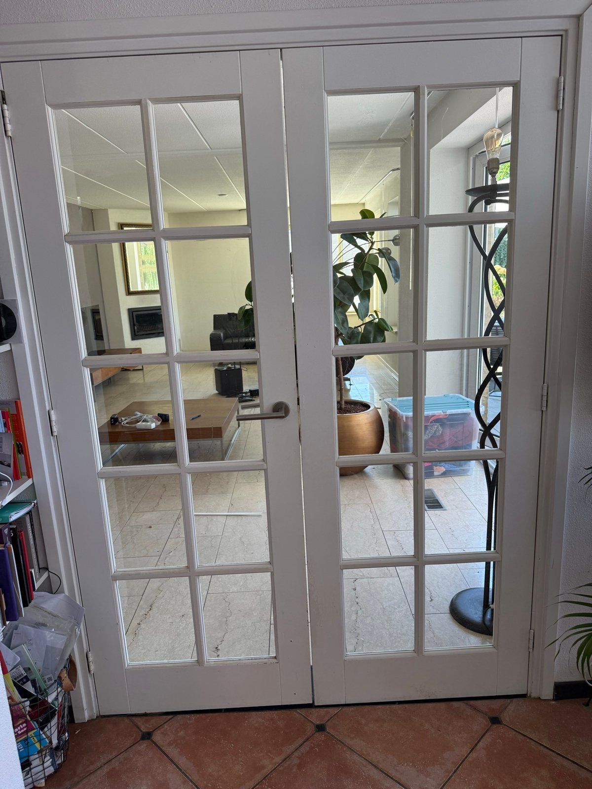 Dubbele binnendeuren met glas -, Doe-het-zelf en Verbouw, Deuren en Horren, Ophalen, Gebruikt, 120 cm of meer, Binnendeur