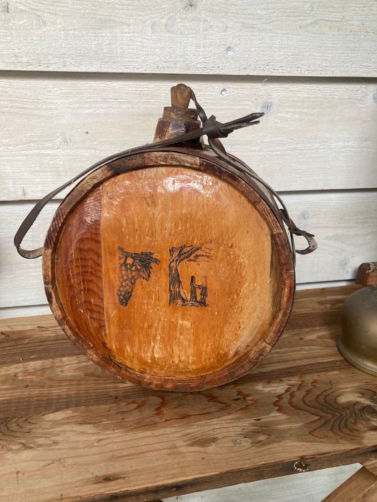Oude houten wijn if water kruik, Antiek en Kunst, Ophalen of Verzenden