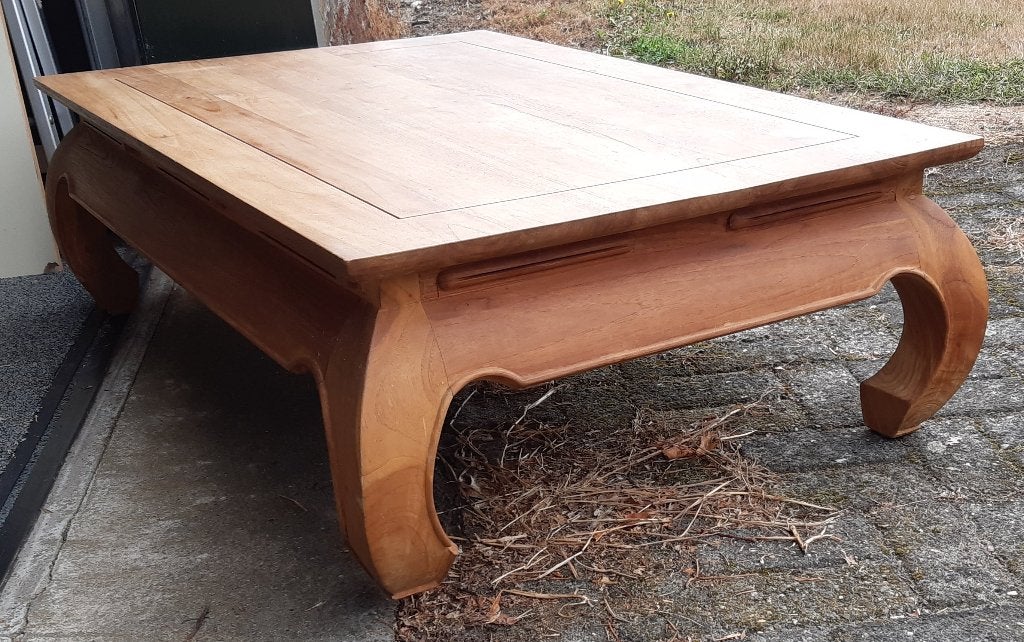 teak houten salontafel, Huis en Inrichting, Tafels | Salontafels, Ophalen, Gebruikt, 100 tot 150 cm, Teakhout