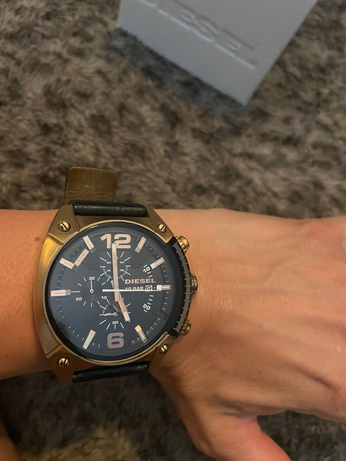 DIESEL OVERFLOW HEREN HORLOGE €75, Overige merken, Leer, Staal, Polshorloge