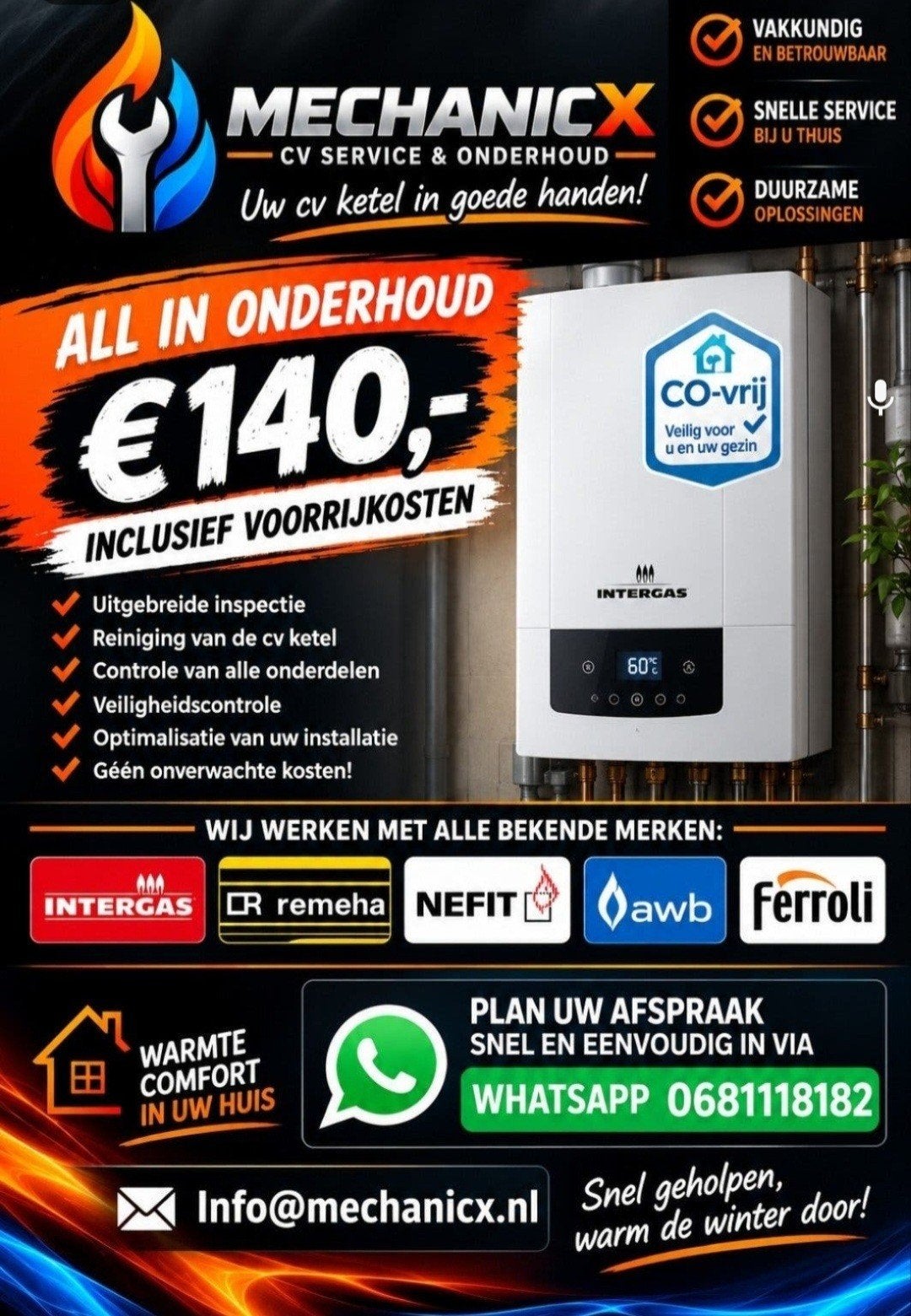 CV Onderhoud, Ophalen