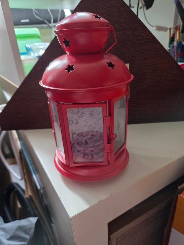 Ikea rood lantarentje, Ophalen of Verzenden, Rood, Overige materialen, Minder dan 25 cm