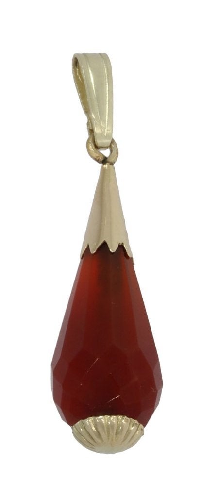14 karaats gouden vintage ketting hanger carneool edelsteen, Voordeelsieraden, Ophalen of Verzenden, Zo goed als nieuw, Met edelsteen