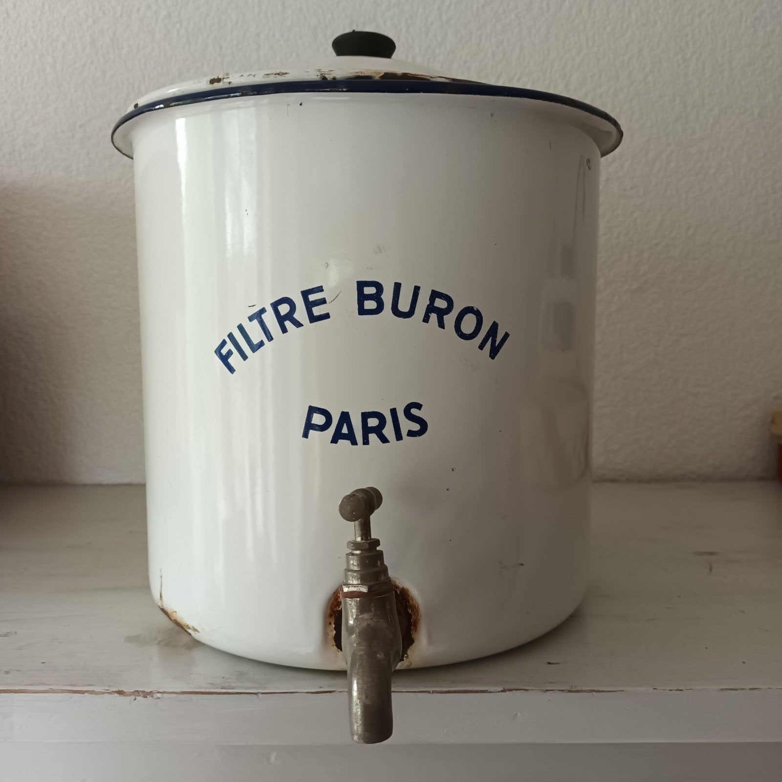 Vintage geëmailleerde waterfilter 'Filtre Buron Paris', Ophalen of Verzenden