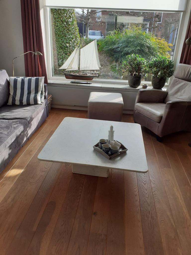 Vierkante salontafel van marmer, 100x100 cm, Ophalen, Overige materialen, Gebruikt, 50 tot 100 cm