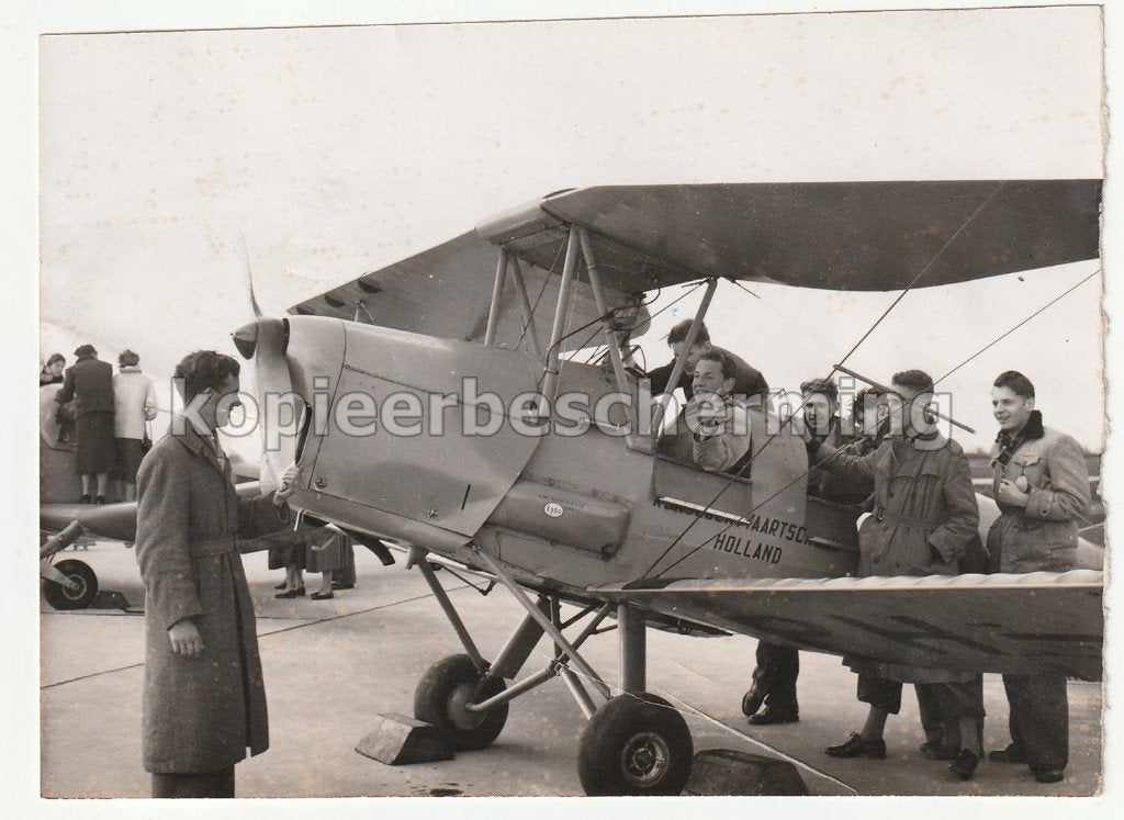 uchtvaartschool Holland oude kleine persfoto vliegtuig, Gebruikt, Verzenden, Kaart, Foto of Prent, X
