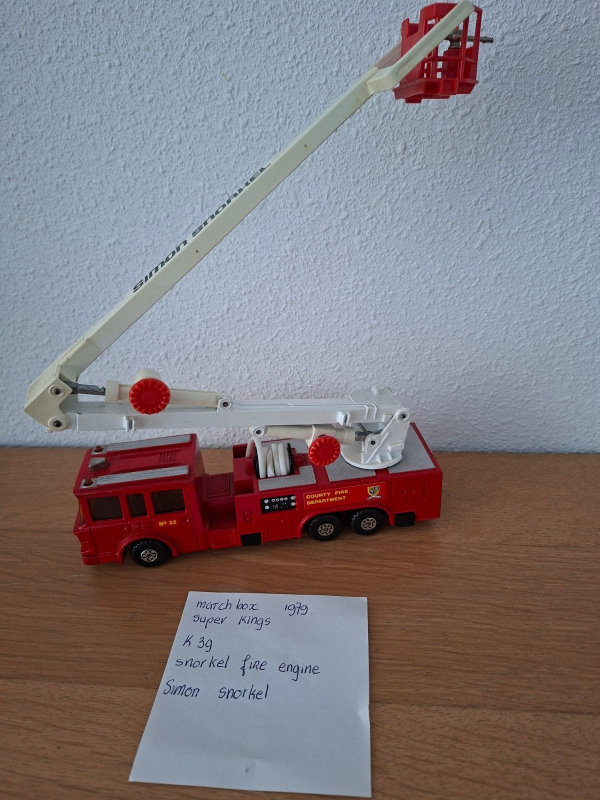matchbox 1979 super kings K39 brandweerauto, Ophalen, Zo goed als nieuw, Hijskraan, Tractor of Landbouw, Matchbox