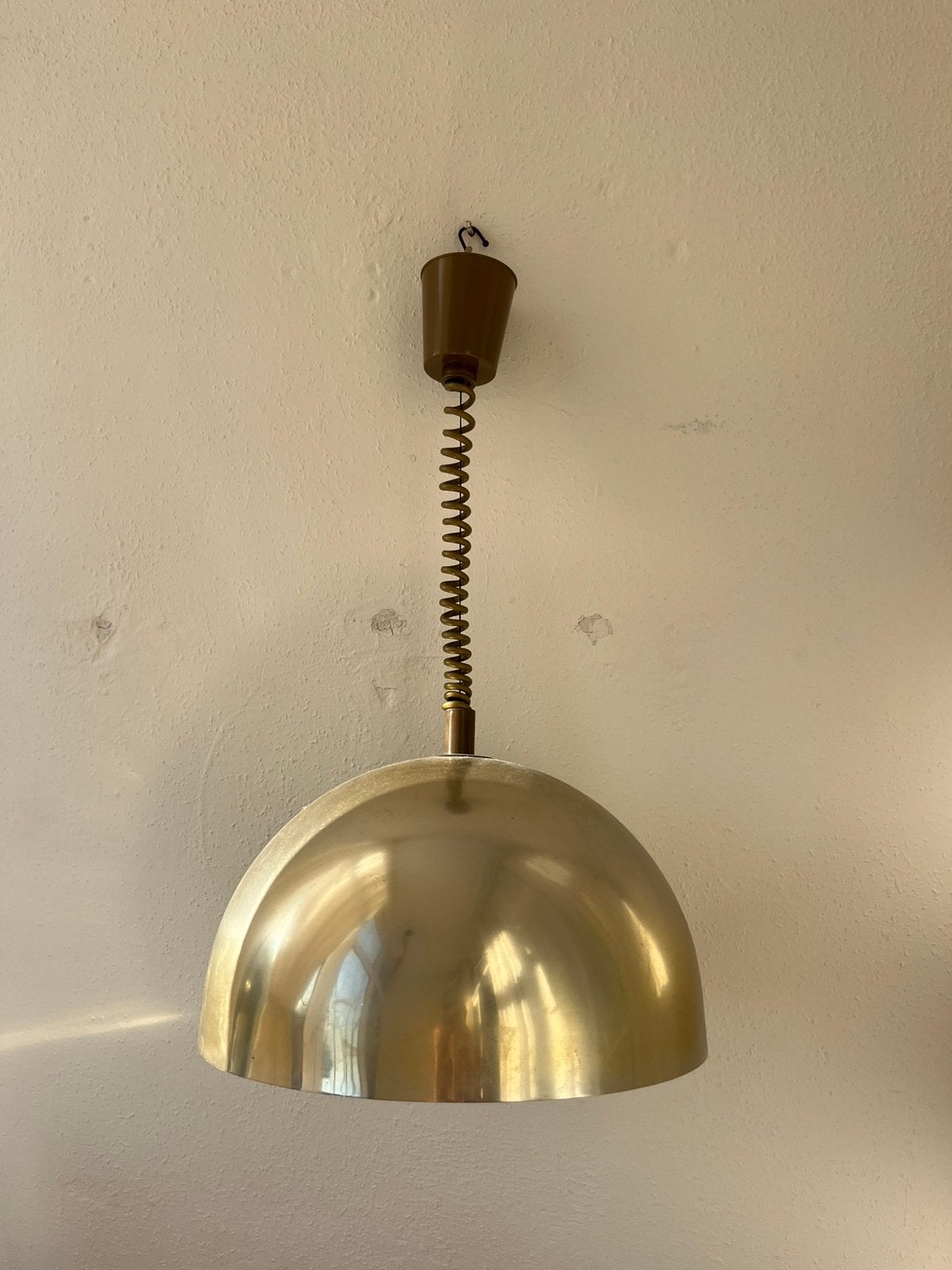 Vintage metalen gouden lamp verstelbaar, Ophalen, Gebruikt, E27 (groot)