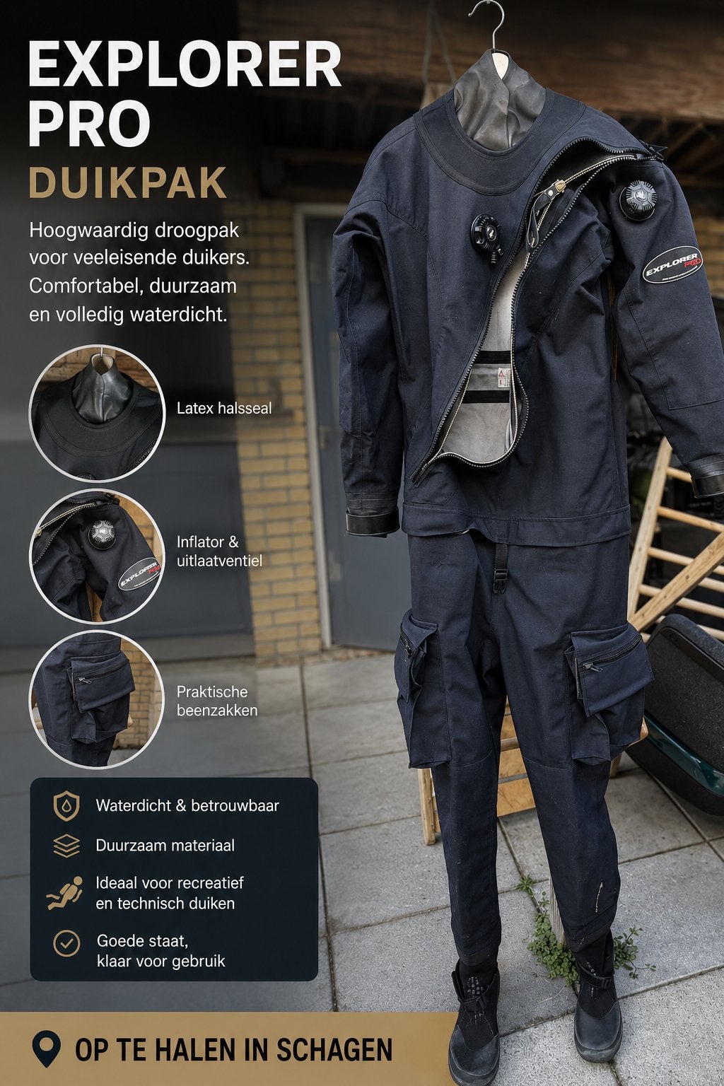 Droogpak duikpak-scubaforce explorer nst + bijbehorende tas, Ophalen of Verzenden, Gebruikt, Duikpak
