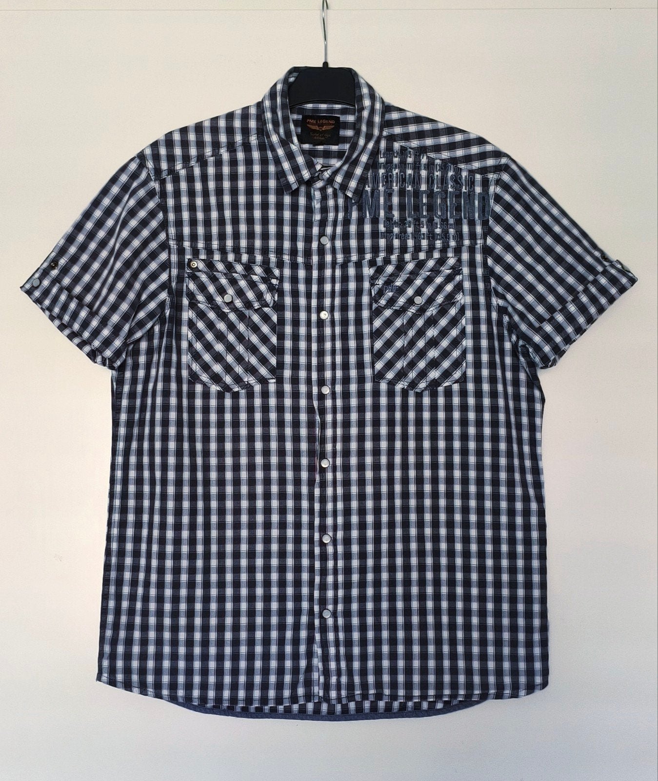 PME Legend blauw geruite blouse maat L, Kleding | Heren, Overhemden, Blauw, Ophalen of Verzenden, Zo goed als nieuw, Halswijdte 41/42 (L)