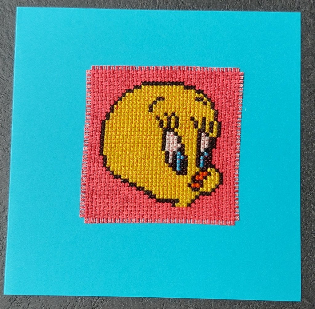 kaart met geborduurde Tweety (1817), Hobby en Vrije tijd, Kaarten | Zelfgemaakt, Ophalen of Verzenden, Nieuw, Overige thema's