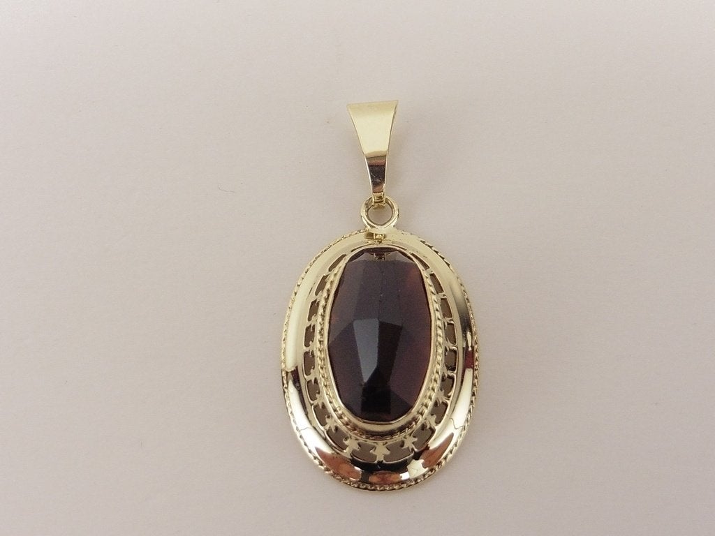 Gouden hanger met granaat                                G29, Gebruikt, Overige voorstellingen, ., Ophalen of Verzenden